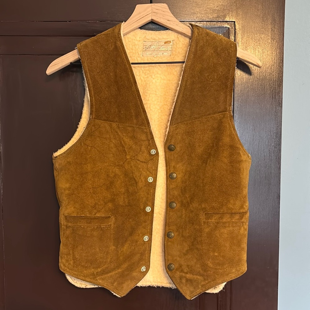 Leather Suede Sherpa-Lined Vest